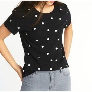 Old Navy Black and Silver Polka Dot Tee